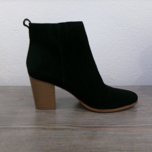 New SUSINA Black Genuine Suede Leather Boots Booties 10 High Heel Side Zipper - Picture 5 of 13